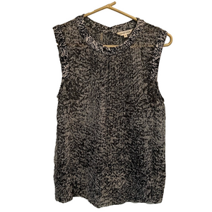REBECCA TAYLOR 100% Silk Women’s size 6 black and white print Sleeveless Shirt.